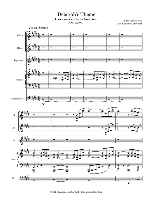 Deborah's theme (quintetto) - Ennio Morricone - Arr. Luciano Lombardi