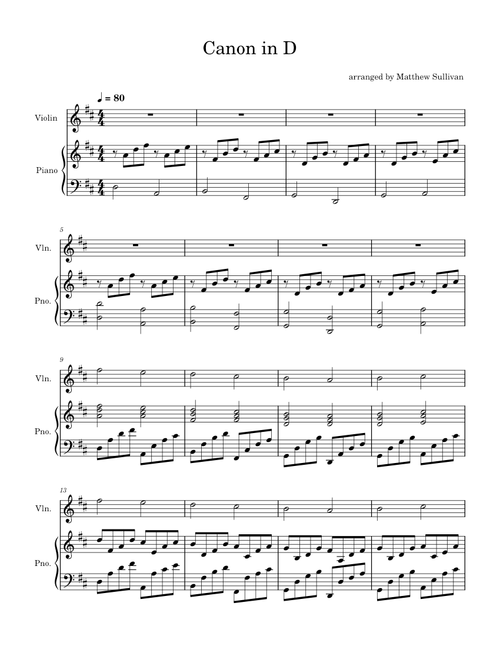 Canon in D major, BWV 1086 – Johann Sebastian Bach Canon in D Violin and Piano