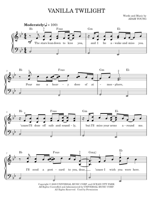 Vanilla twilight - Owl City (Easy Piano)