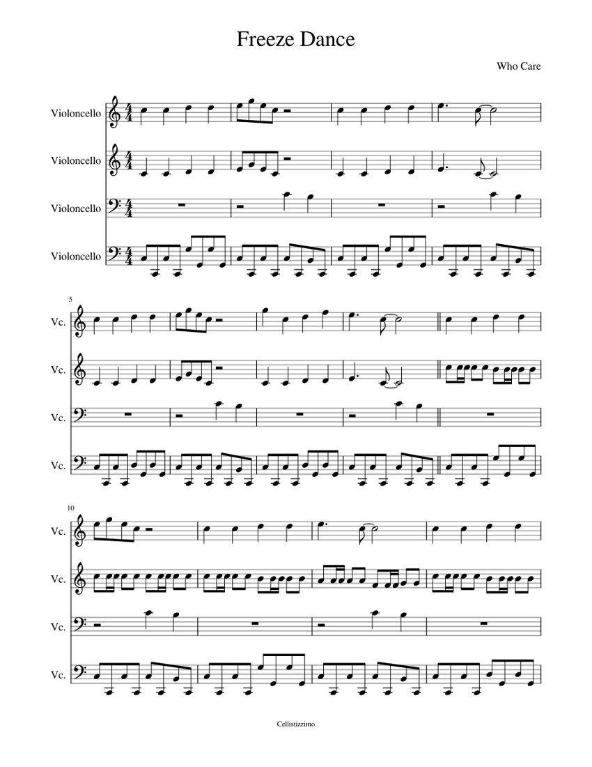 Freeze Dance Sheet Music for Cello (Mixed Quartet) | MuseScore.com