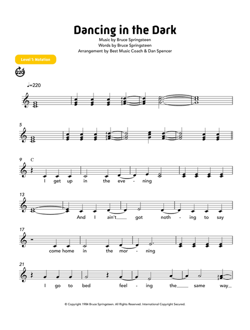 Dancing In The Dark (Arr. Dan Spencer) - Bruce Springsteen (Solo Guitar)