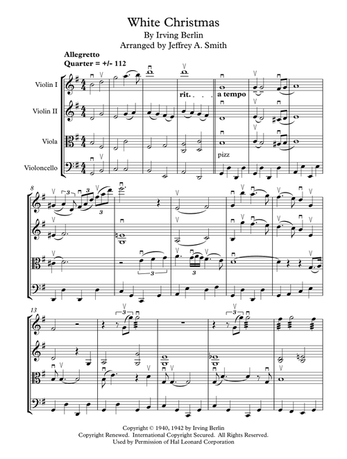White Christmas (Arr. Jeffrey A. Smith) - Garth Brooks, Taylor Swift, Rascal Flatts (String Quartet)