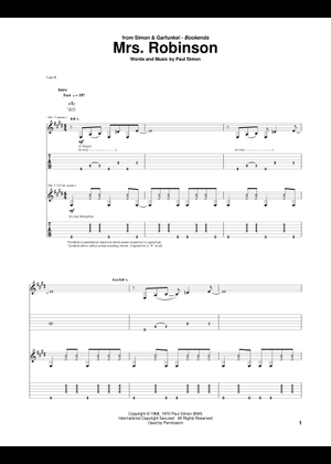 Mrs. Robinson - Simon & Garfunkel (v2) Sheet Music and Tab for Guitar ...