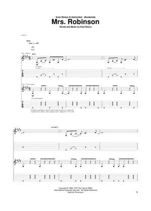 Mrs. Robinson - Simon & Garfunkel (v2) Sheet Music and Tab for Guitar ...