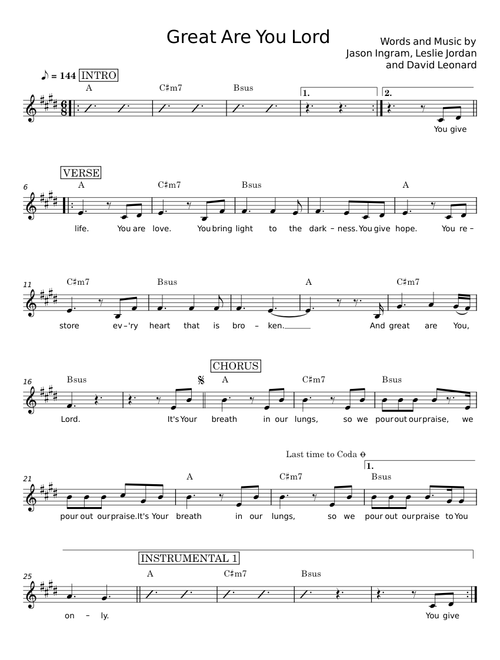 Great Are You Lord - Jason Ingram