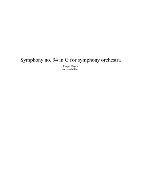 Symphony no. 94 in G for symphony orchestra