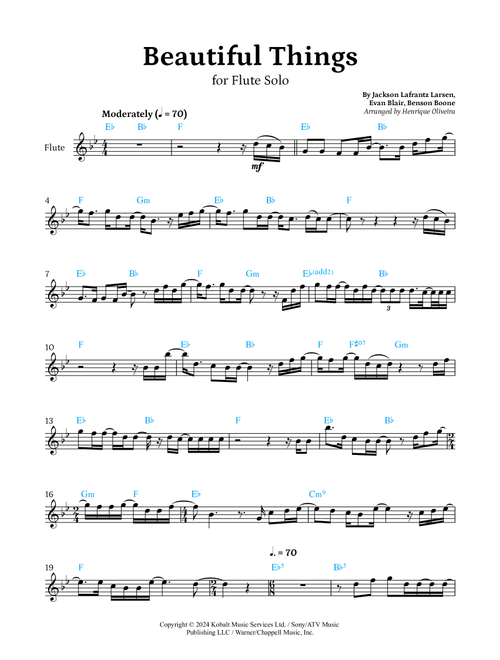 Beautiful Things (Arr. Henrique Oliveira) - Benson Boone (Flute Solo)
