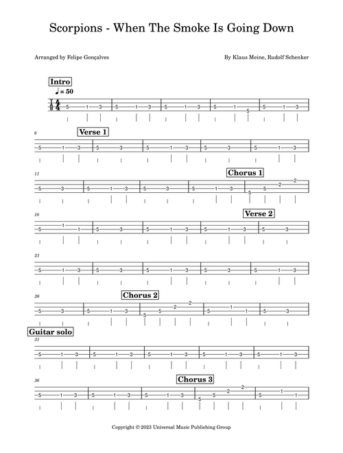 When The Smoke Is Going Down (Arr. Felipe Gonçalves) - Scorpions (Bass Tab)