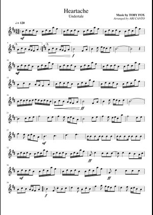 Undertale OST: 014 Heartache band arrangement Sheet Music for Trombone ...