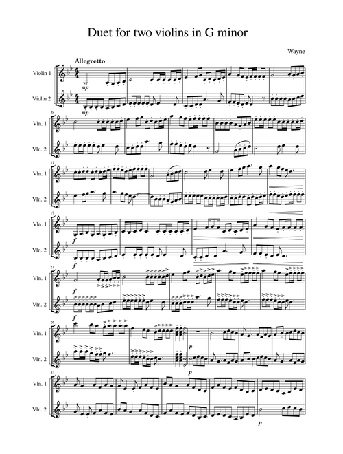 Duet for Two Violins in G minor – waiminkhant20