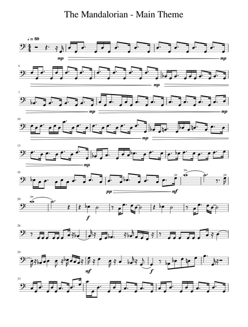 The Mandalorian - Main Theme for Cello