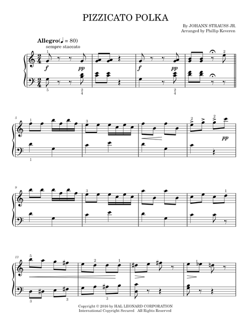 Pizzicato Polka - Johann Strauss Jr. (Easy Piano)