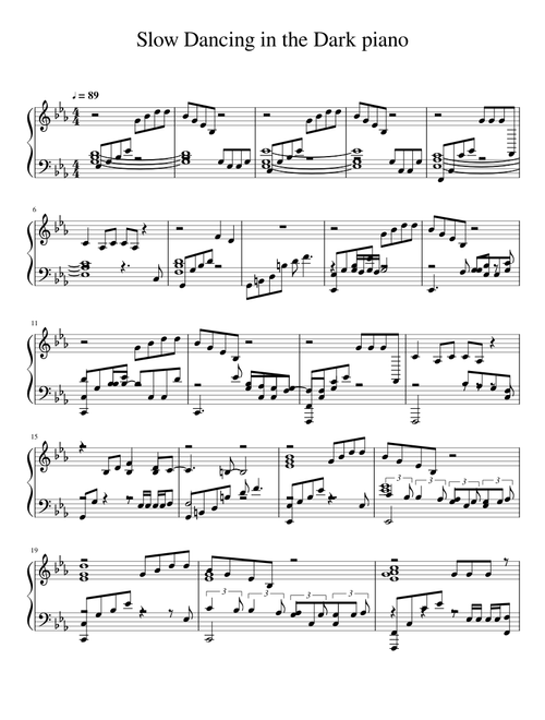 Slow Dancing in the Dark piano