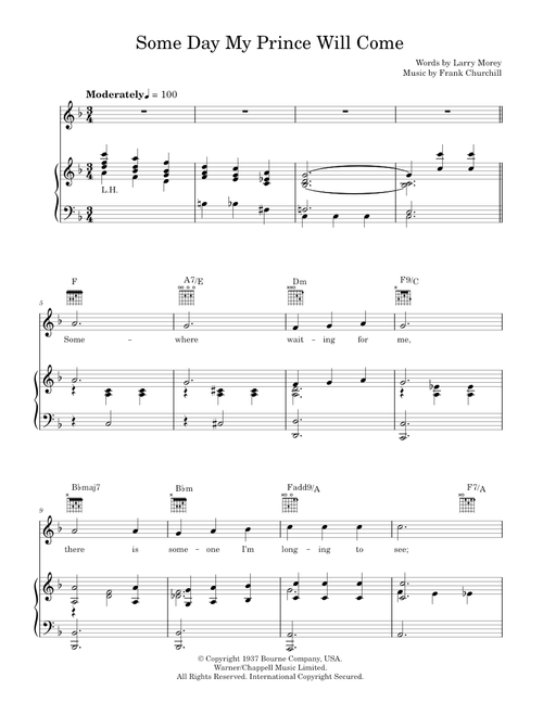 Some Day My Prince Will Come - Frank Churchill (Piano-Vocal-Guitar (Piano Accompaniment))