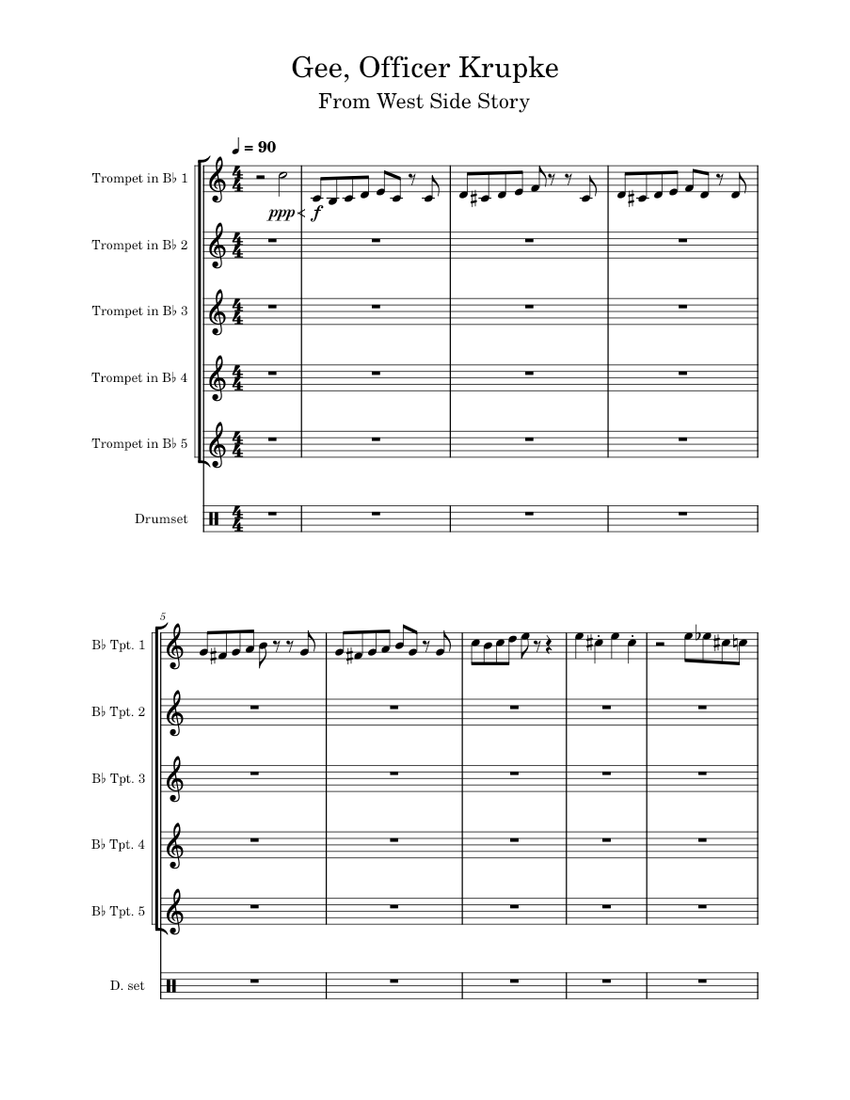 West side story - gee officer krupke – Misc Soundtrack Sheet Music for ...