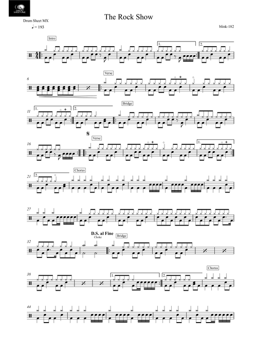 The Rock Show (Arr. Drum Sheet MX) - Blink 182 (Drums)
