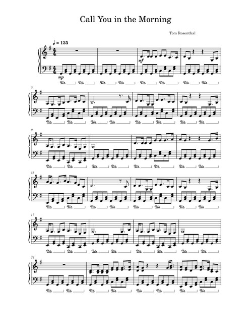 Call You In The Morning (Arr. Tom Rosenthal) - Thomas Rosenthal (Piano Solo)
