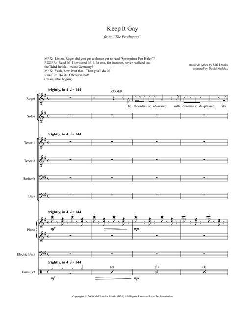 Keep It Gay (Arr. David Maddux) - Mel Brooks (Small Ensemble)