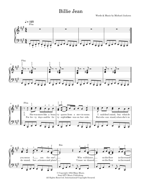 Billie Jean - Michael Jackson (Easy Piano)
