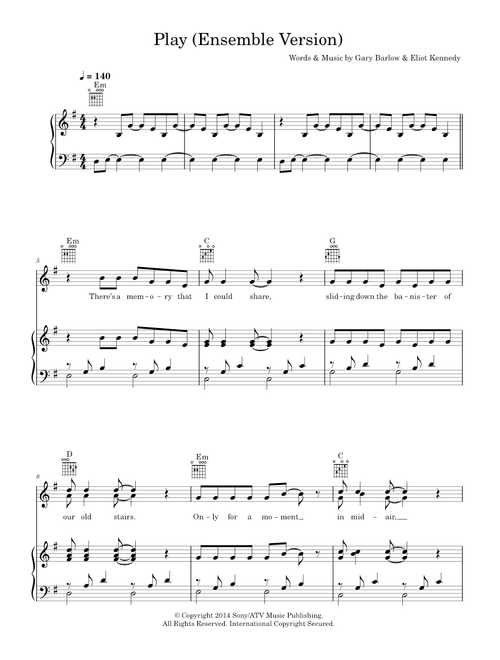 Play (Ensemble Version) (from 'Finding Neverland') - Eliot Kennedy, Gary Barlow (Piano-Vocal-Guitar (Piano Accompaniment))