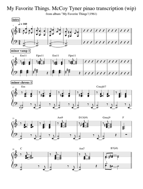 My favorite things – John Coltrane : McCoy Tyner piano transcription
