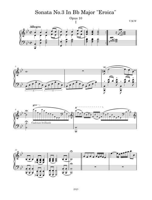 V.M.W - Sonata No 1 In Bb Major 1st Movimient Opus 10