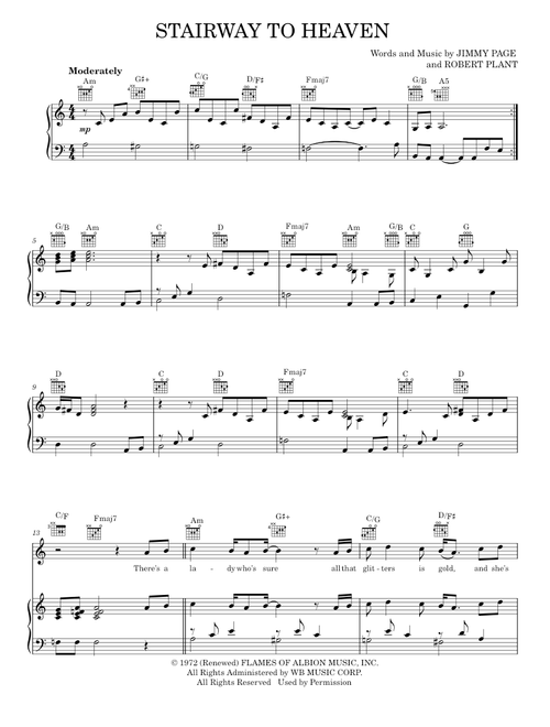 Stairway to Heaven - Led Zeppelin (Piano-Vocal-Guitar)