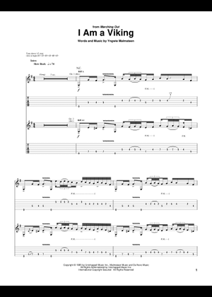 I am a viking – Yngwie Malmsteen Sheet Music with Chords for Piano