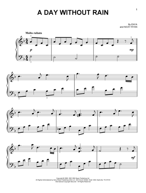 A Day Without Rain - Enya (Easy Piano)