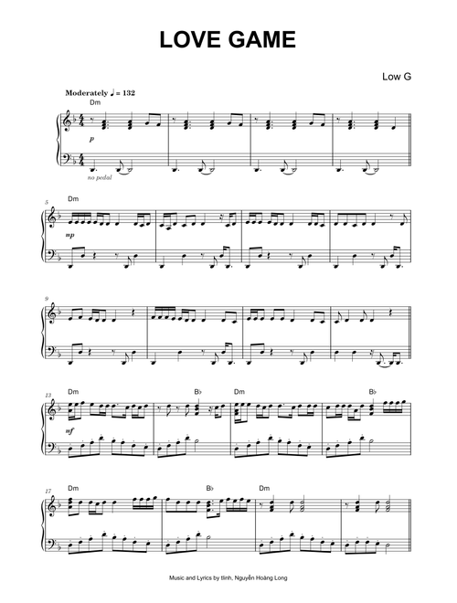 Love Game - Low G (Piano)