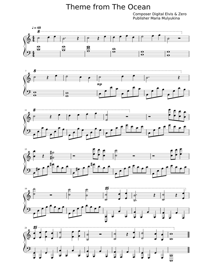 Theme from The Ocean Sheet music for Piano (Solo)