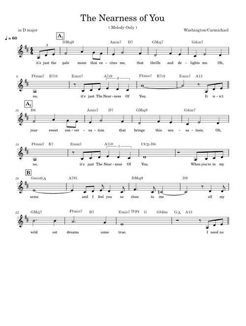 The Nearness of You (melody only)