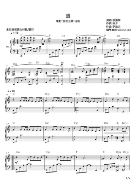レスリーチャン/張國榮　熱情張國榮　ピアノ楽譜 Free Lesile Cheung 張國榮sheet music | Download PDF or print