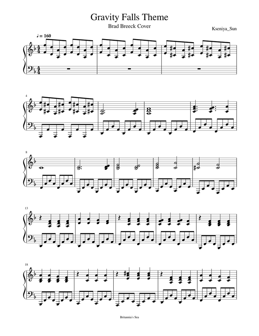 Gravity Falls Theme Sheet music for Piano (Solo)
