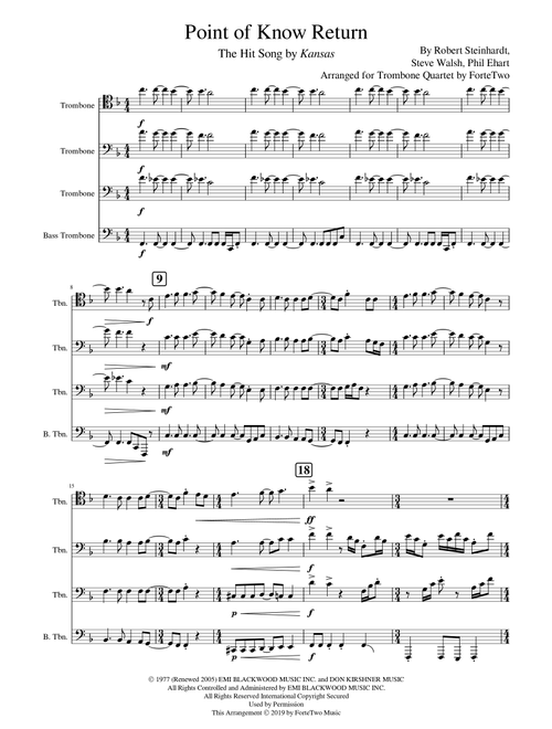 Point Of Know Return (Arr. ForteTwo) - Kansas (Small Ensemble)