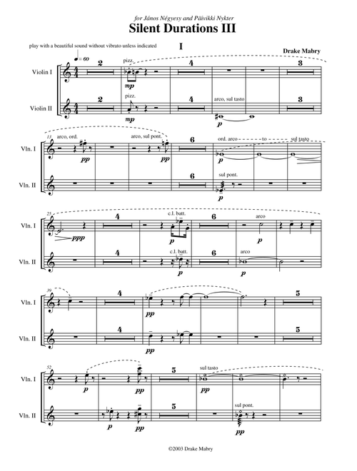 Silent Durations III (a Zen experience) - Drake Mabry (Violin Duet)