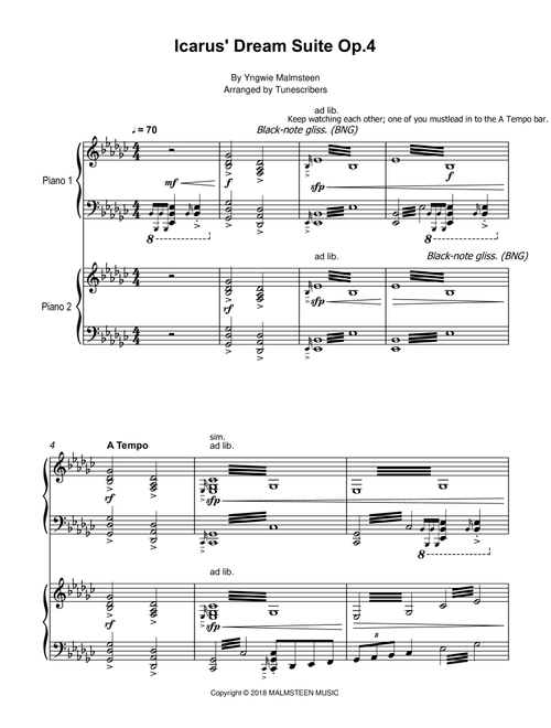 Icarus' Dream Suite Op.4 (Arr. Tunescribers) - Yngwie Malmsteen (Piano Solo)