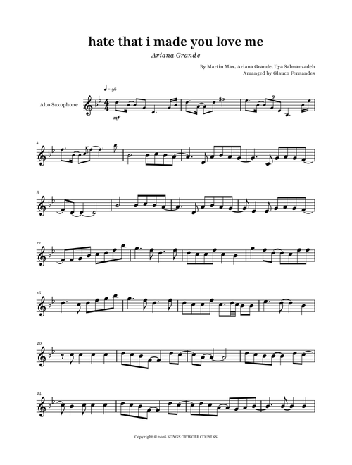 Hate That I Made You Love Me (Arr. Glauco Fernandes) - Ariana Grande, Martin Max, Ilya Salmanzadeh (Alto Sax Solo)