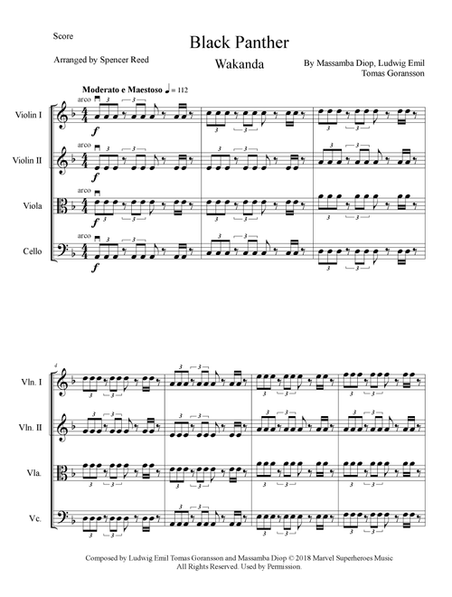 Black Panther (Arr. Spencer Reed) - Massamba Diop, Ludwig Emil Tomas Goransson (String Quartet)