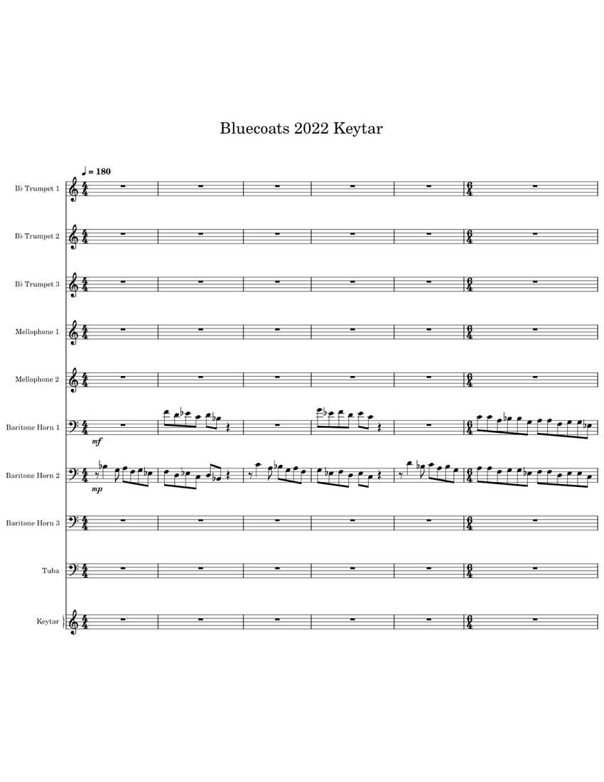 Bluecoats 2022 Keytar Movement *Brass and Keytar Only* Sheet music for
