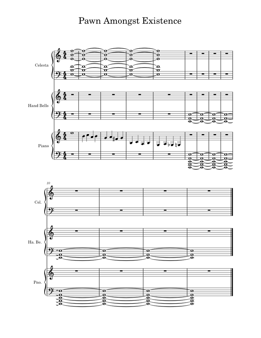 Pawn Amongst Existence Sheet music for Piano, Celesta, Handbells (Mixed