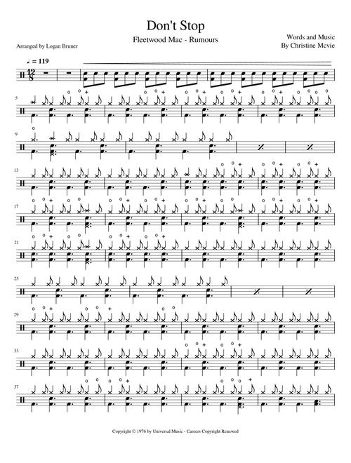 Don't Stop (Arr. Logan Bruner) - Fleetwood Mac (Drums)