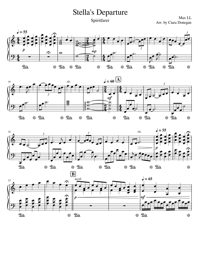 Stella's Departure Spiritfarer Sheet music for Piano (Solo