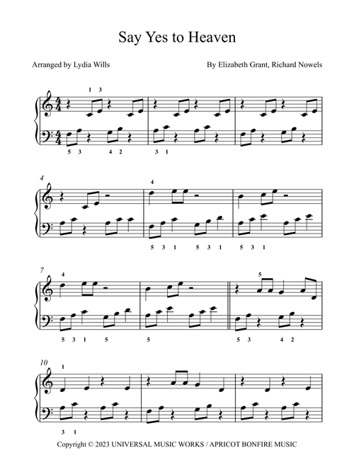 Say Yes To Heaven (Arr. Lydia Wills) - Lana Del Rey (Piano Solo)