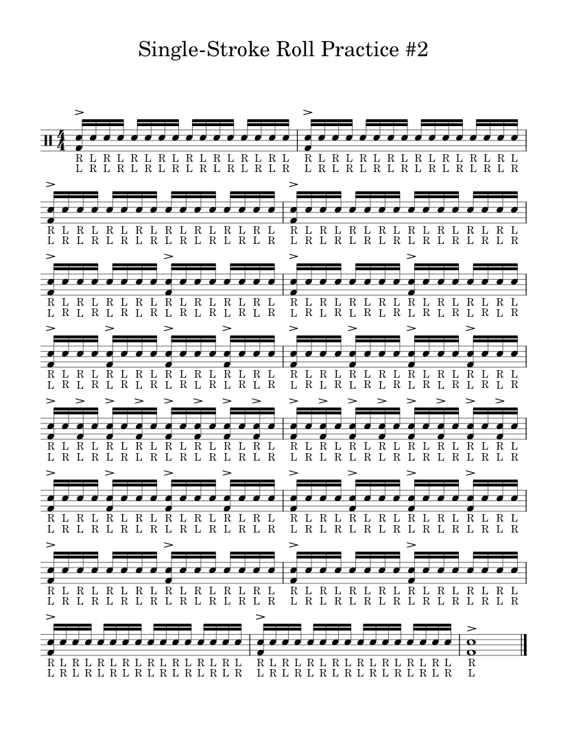 SingleStroke Roll Practice 2 Sheet music for Drum group (Solo