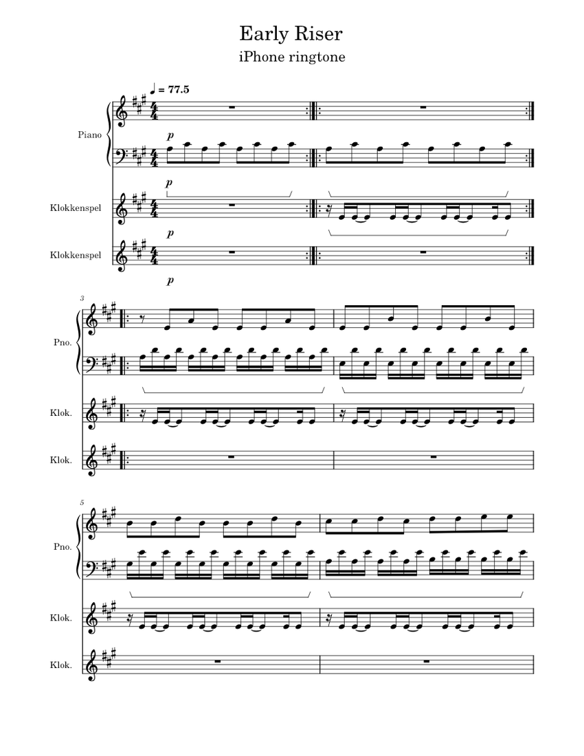 Early Riser Sheet Music for Piano, Glockenspiel (Mixed Trio ...