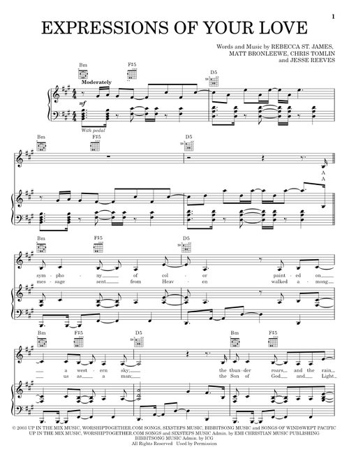 Expressions Of Your Love - Rebecca St James (Piano-Vocal-Guitar)