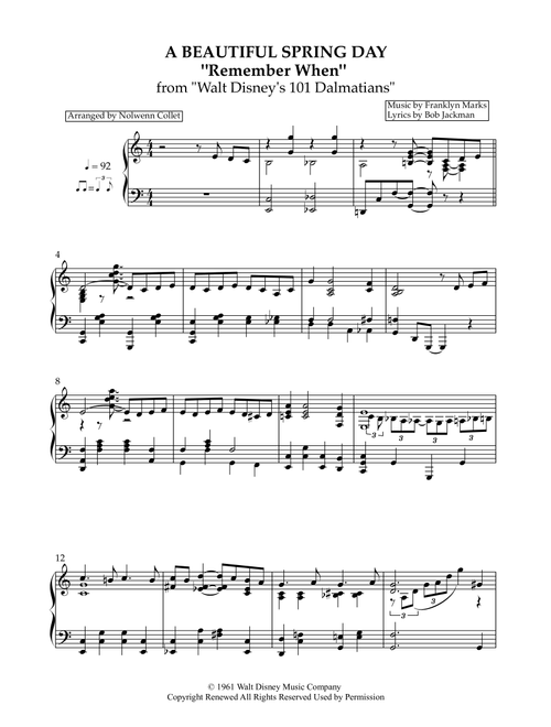 Remember When (Arr. Nolwenn Collet) - Franklyn Marks, Bob Jackman (Piano Solo)