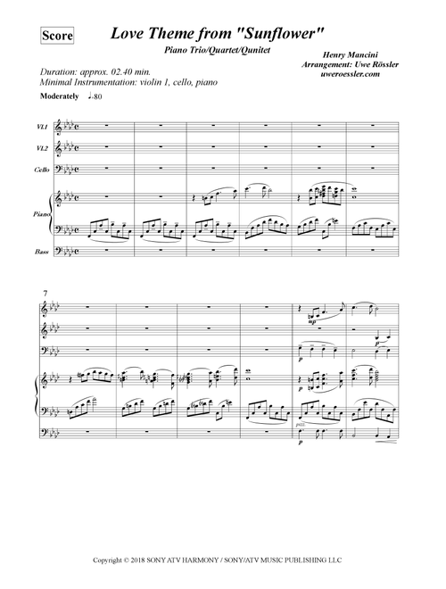 Love Theme From Sunflower (Arr. Uwe Roessler Rössler Rassler) - Henry Mancini (String Ensemble)