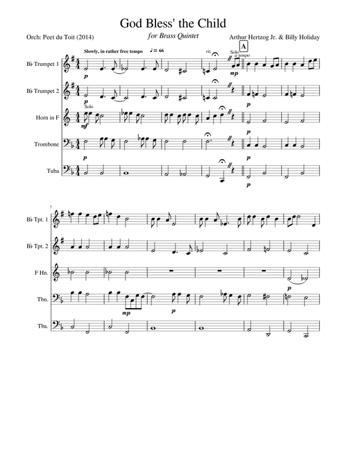 God Bless the Child - A Hertzog Jr. & Billy Holiday (Brass Quintet)